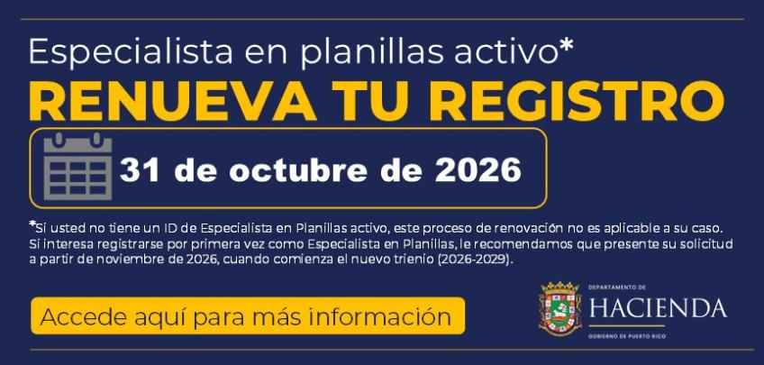 Renovación de Especialistas en Planillas 2026